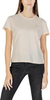 Tommy Hilfiger Shirt met ronde hals SLUB REG C-NK SS met vlamgaren structuur met logoborduurwerk