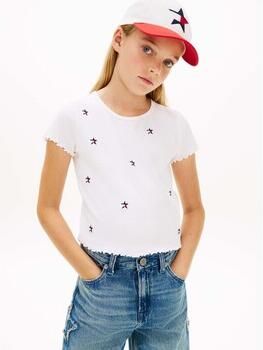 Tommy Hilfiger T-shirt met textuur en borduursels wit - Foto 4