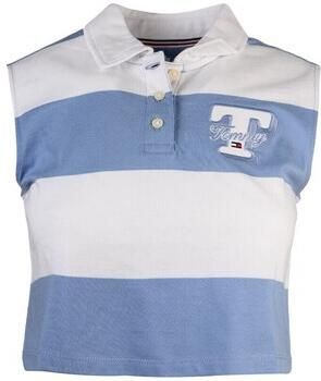 Tommy Jeans Mouwloze Polo Letterman Blue Dames