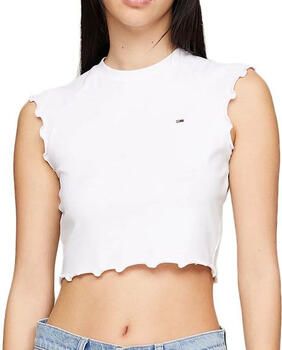 TOMMY JEANS T-shirt TJW SLIM CRP BABYLOCK RIB TEE met geschulpte manchetten & zoom