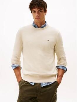 Tommy Hilfiger Trui MW0MW28046 PIMA ORG CTN CASHMERE-HGF HEATHERED OATMILK