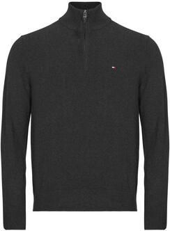 TOMMY HILFIGER Heren Truien & Vesten Pima Org Ctn Cashmere Zip Mock Donkergrijs