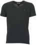 Tommy Hilfiger Zwart Katoenen V-hals T-shirt Geborduurd Logo Black Heren - Thumbnail 2