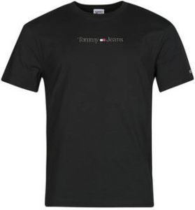 Tommy Jeans Heren Klassiek T-Shirt met Kleine Tekst Zwart Heren