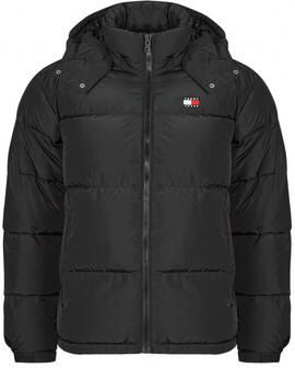 Tommy Jeans Zwarte Gerecyclede Polyester Jas Herfst Winter Collectie Black Heren