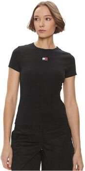 TOMMY JEANS Dames Tops & T-shirts Twj Slim Badge Rib Tee Zwart