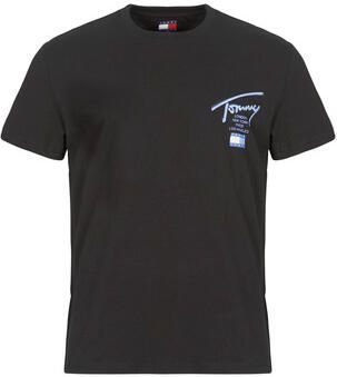 Tommy Jeans Plus Shirt met ronde hals TJM REG TOMMY SIGN CITY TEE EXT in grote maten logoborduring op de mouw logoprint