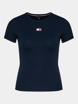 Tommy Jeans Geribbelde Stretch T-shirt Blauwe Ronde Hals Blue Heren - Foto 6
