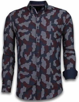 Tony Backer Overhemd Lange Mouw Blouse Dotted Camouflage Pattern