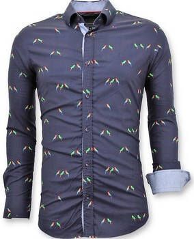 Tony Backer Overhemd Lange Mouw Luxe Blouse Digitale Vogel Print