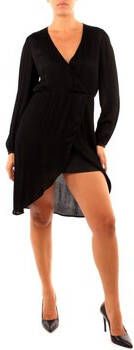 Twinset Zwarte viscose jurk met kruis-over en verenriem Black Dames