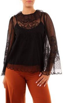 Twinset Romantische Bloemen Geborduurde Tule Blouse Set Zwart Dames