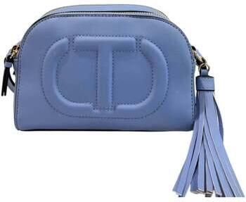 Twinset Lichtblauwe zachte kalfsleren schoudertas Blue Dames