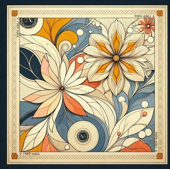 V 1969 Sjaal Grote mystieke bloemen zijden carré