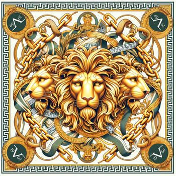 V 1969 Sjaal Grote zijden vierkant Grand ThreeLions