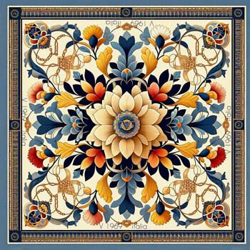 V 1969 Sjaal Koningsbloemen zijde carré