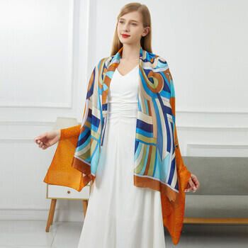 V 1969 Sjaal Zijden stola Onde Colorate