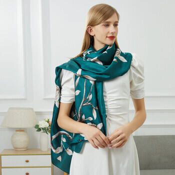 V 1969 Sjaal Zijden stola Verde Fiorita