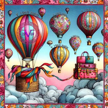 V 1969 Sjaal Zijden vierkant Airballoons