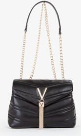 Valentino by Mario Valentino Zwarte Crossbody Tas met Ketting en Meerdere Compartimenten Black Dames
