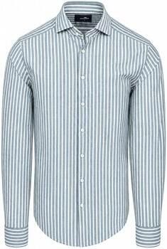 Vanguard Overhemd Lange Mouw Overhemd Elevated Knit Streep Blauw