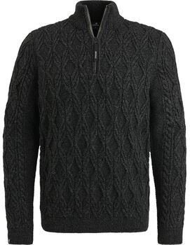Vanguard Sweater Trui Half Zip Heavy Knit Zwart