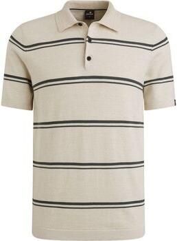 Vanguard T-shirt Knitted Poloshirt Streep Beige