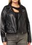 Vero Moda Curve Imitatieleren jack VMCBELLAANNA SHORT COATED JKT CUR NOOS - Thumbnail 2