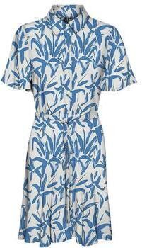 VERO MODA blousejurk met all over print en ceintuur blauw wit