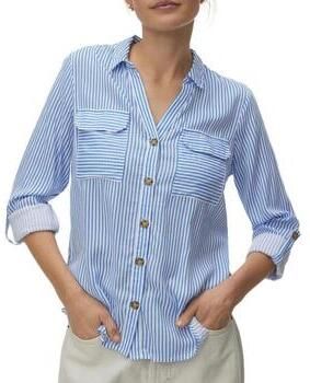 VERO MODA gestreepte blouse blauw wit - Foto 3