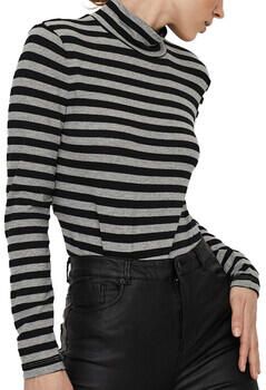 VERO MODA gestreepte top VMCARLA van gerecycled polyester zwart grijs