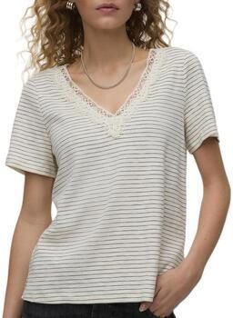 VERO MODA gestreept T-shirt met lurex ecru - Foto 4