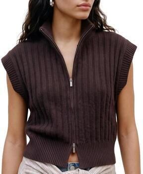 VERO MODA x Wehkamp gebreid vest met wol bruin - Foto 3