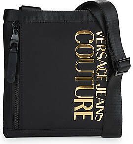 Versace Jeans Couture Zwarte Nylon Schoudertas met Iconisch Logo Black Heren