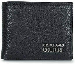 Versace Jeans Couture Stijlvolle Metalen Letters Portemonnee Schets 1 Korrelig Leer Black Heren