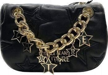 Versace Jeans Couture Zwarte Gewatteerde Schoudertas met Kettingriem Black Dames