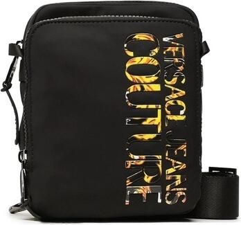 Versace Jeans Couture Elegante Heren Zwarte Nylon Schoudertas met Verstelbare Band en Ritssluiting Black Heren