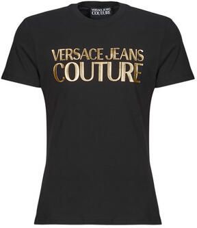 Versace Jeans Couture Zwarte Tee met Gouden Branding Black Heren