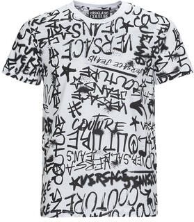 Versace Jeans Couture Witte T-shirts en Polos met Contrasterende Letters White Heren