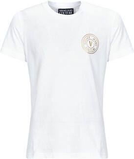 Versace Jeans Couture Gouden V-Embleem Crewneck T-shirt voor Heren White Heren