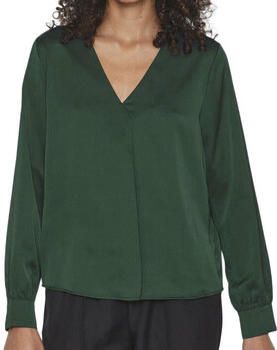 VILA top VIELLETTE met plooien donkergroen - Foto 2