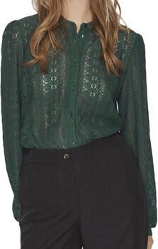 VILA geweven blouse VICHIKKA met kant donkergroen - Foto 2