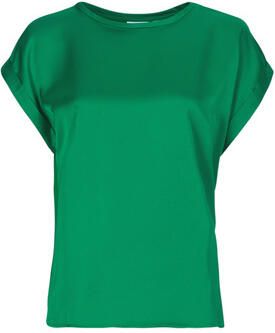 Vila Korte mouwen satijnen T-shirt voor dames Green Dames