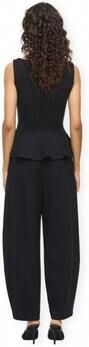 VILA viscose barrel cropped broek met krijtstreep zwart - Foto 2