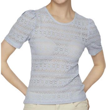 VILA top VICHIKKA met kant lichtblauw - Foto 2