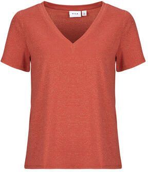 Vila T-shirt Korte Mouw VILUXI GLITTER V-NECK