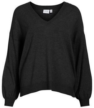 Vila Comfort Lange Mouw V-hals T-shirt Vrouwen Black Dames