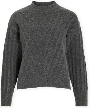 Vila Trui Relli Highneck Knit Dark Grey Melange