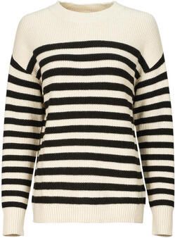 VILA gestreepte gebreide trui VIRIL offwhite zwart
