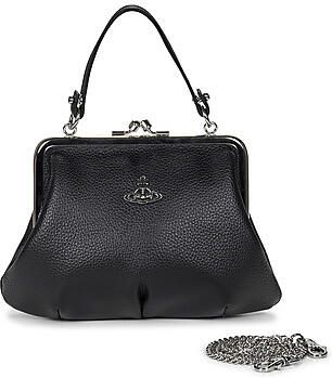 Vivienne Westwood Zwarte Leren Frame Portemonnee met Ketting Black Dames